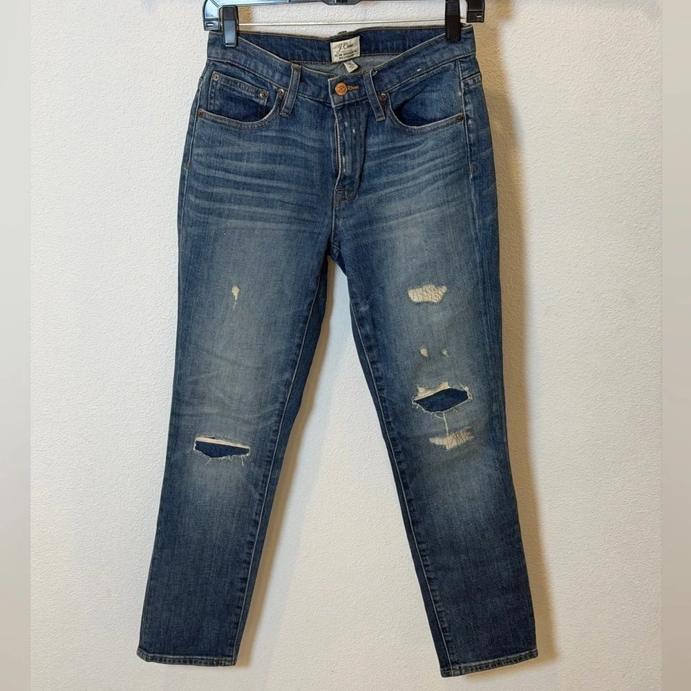 J.Crew Slim Broken-In Boyfriend Jeans Size 24 Distressed Medium Wash Denim